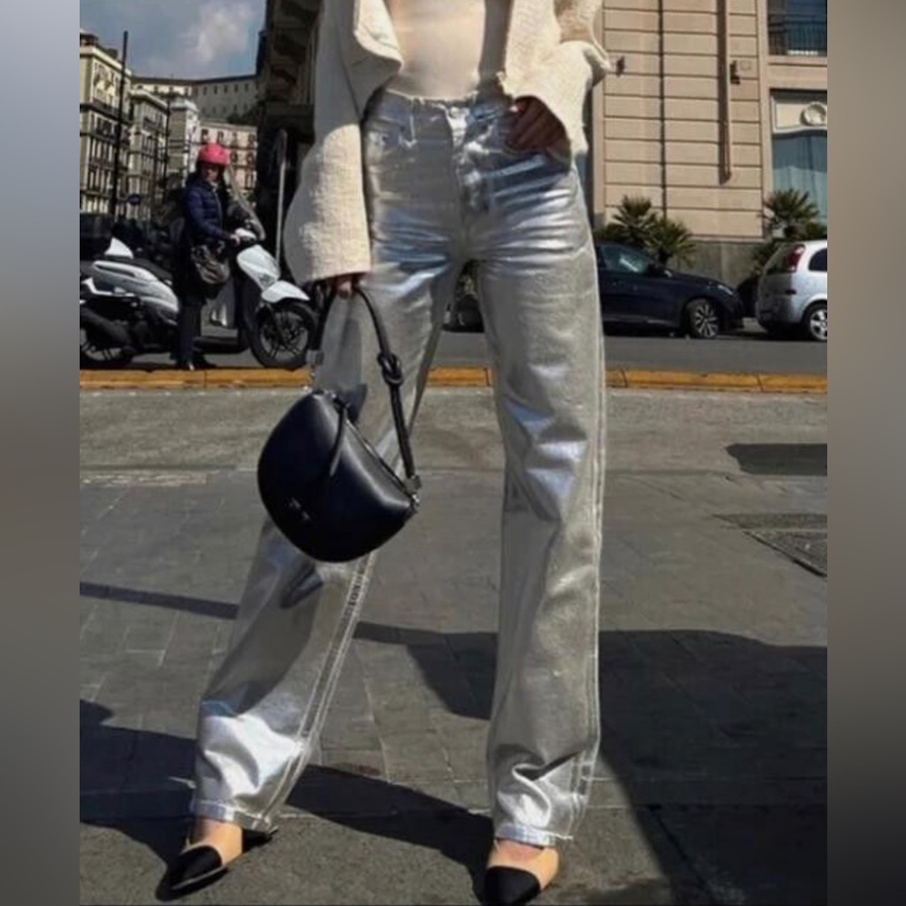 Zara Metallic Foil Pant